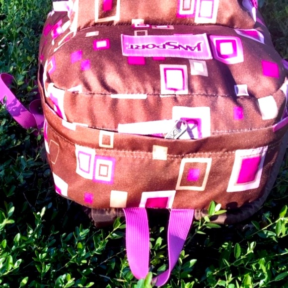 JanSport Youth Retro Childrens Cubist Cubism Book Bag Backpack Purple Pink Girls - Picture 6 of 8